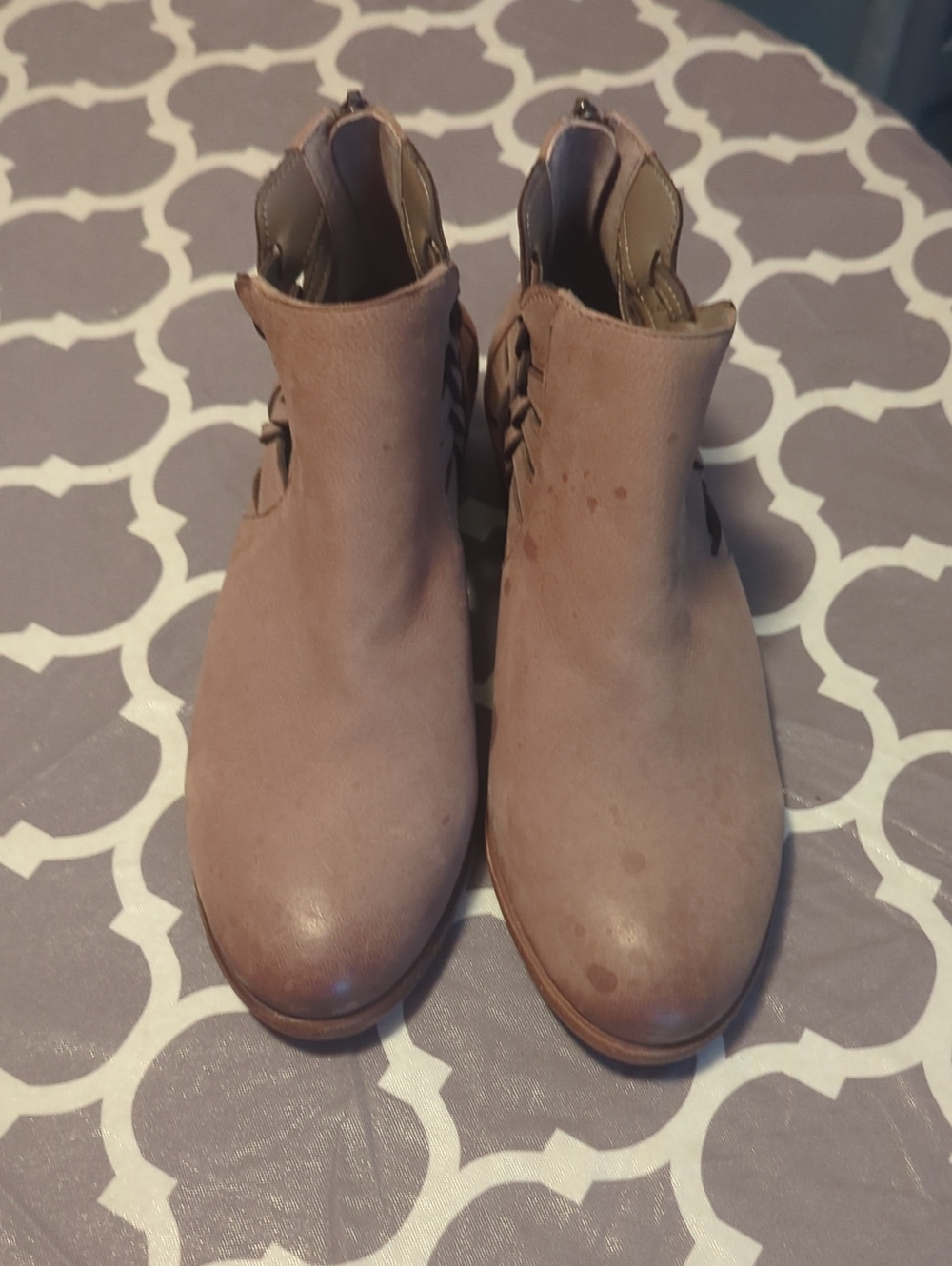 Vince Camuto Taupe Cutout Ankle Booties